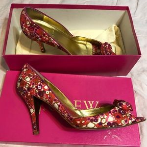 Floral Peep-Toe D’Orsay Heels